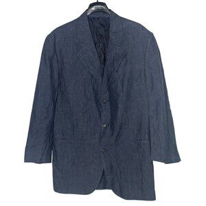 Gianfranco Ferre Linen 3 Button Blazer Sz 52R Chambray Made in Italy